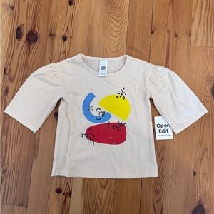 Kids Graphic Tee - Cream, Red, Yellow, and Blue Accents. Open Edit. Size 3. BNWT